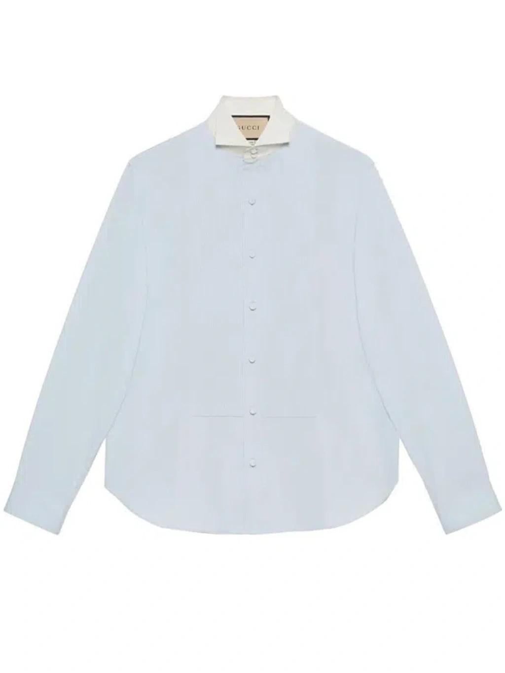 GUCCI Cotton Shirt In Blue Product Image