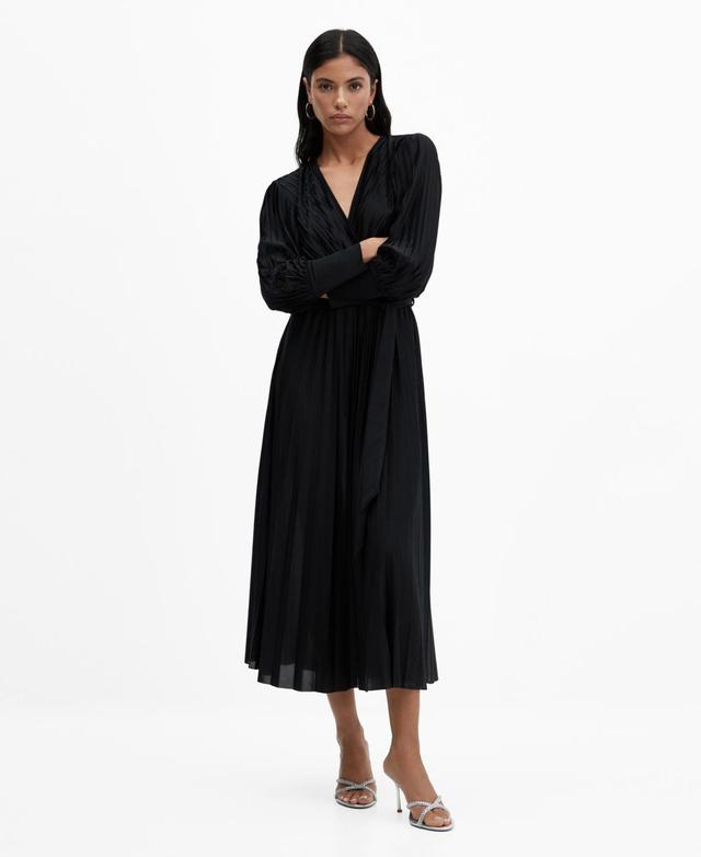 Mango Womens Pleated Wrap Dress Product Image