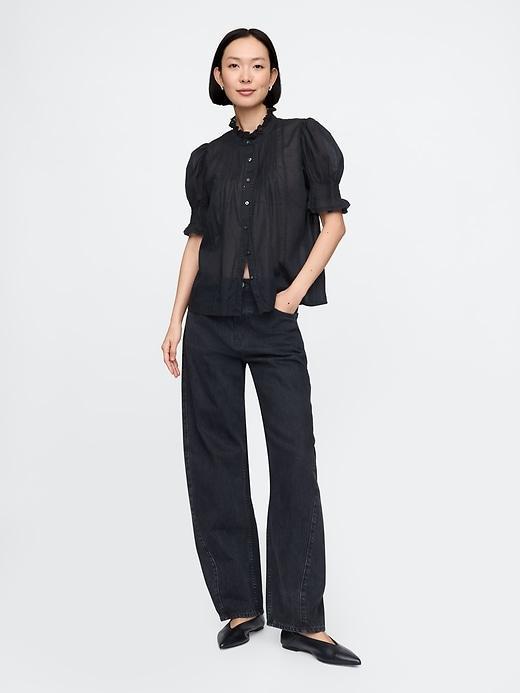 Pintuck Ruffle Shirt Product Image