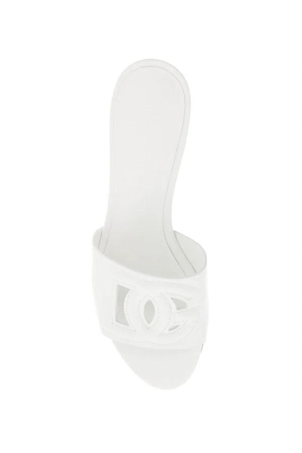 DOLCE & GABBANA Dolce  Gabbana Cut-out Logo Detailed Slides In White Product Image