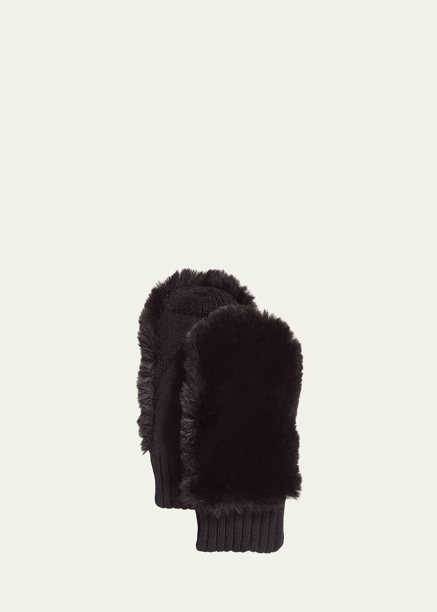 Faux-Fur Knit Mittens Product Image