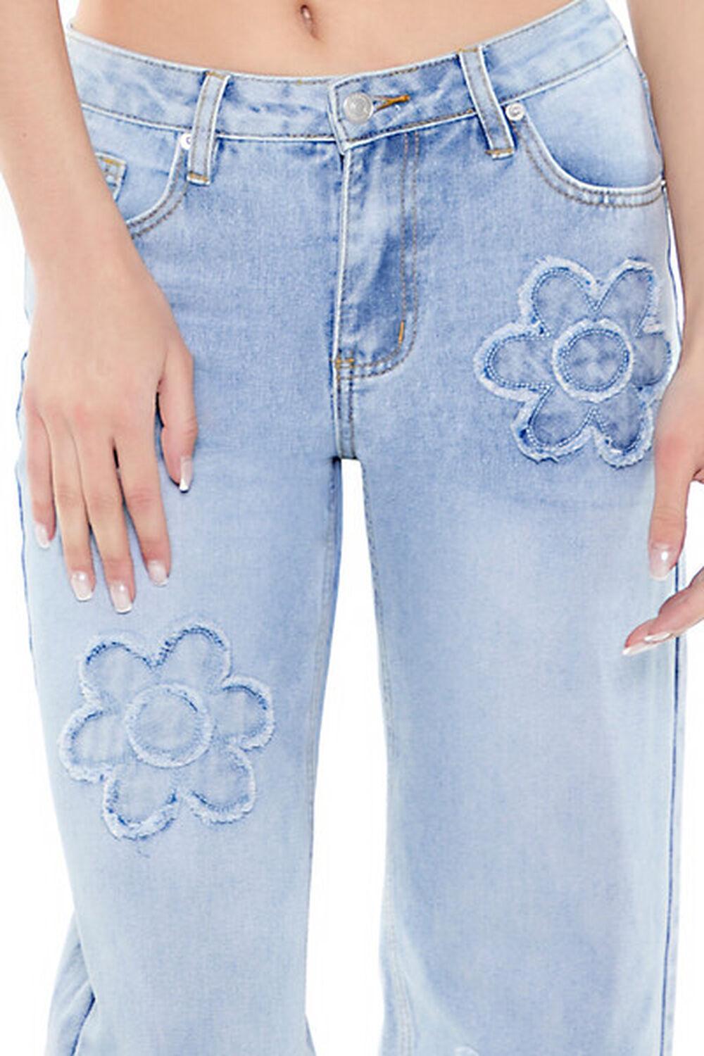 Frayed Flower Mid-Rise Jeans | Forever 21 Product Image