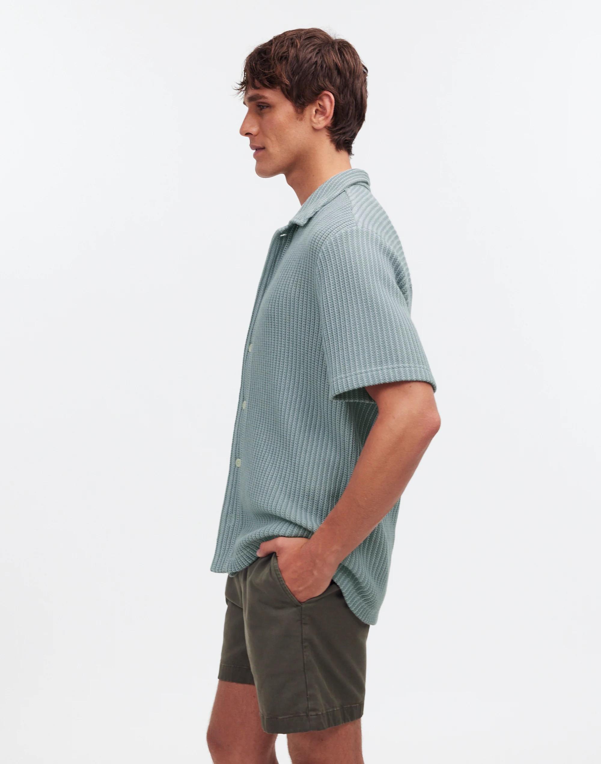 Textured-Knit Short-Sleeve Shirt Product Image