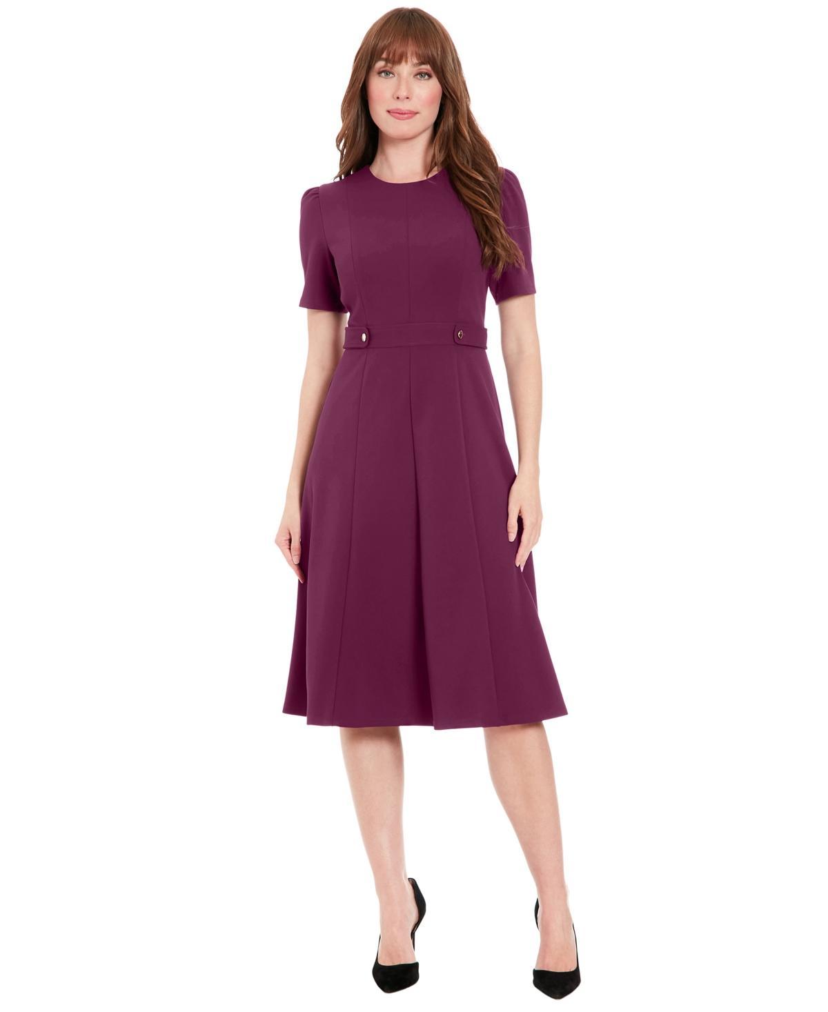 Womens London Times Solid Side Tab Fit & Flare Dress Product Image