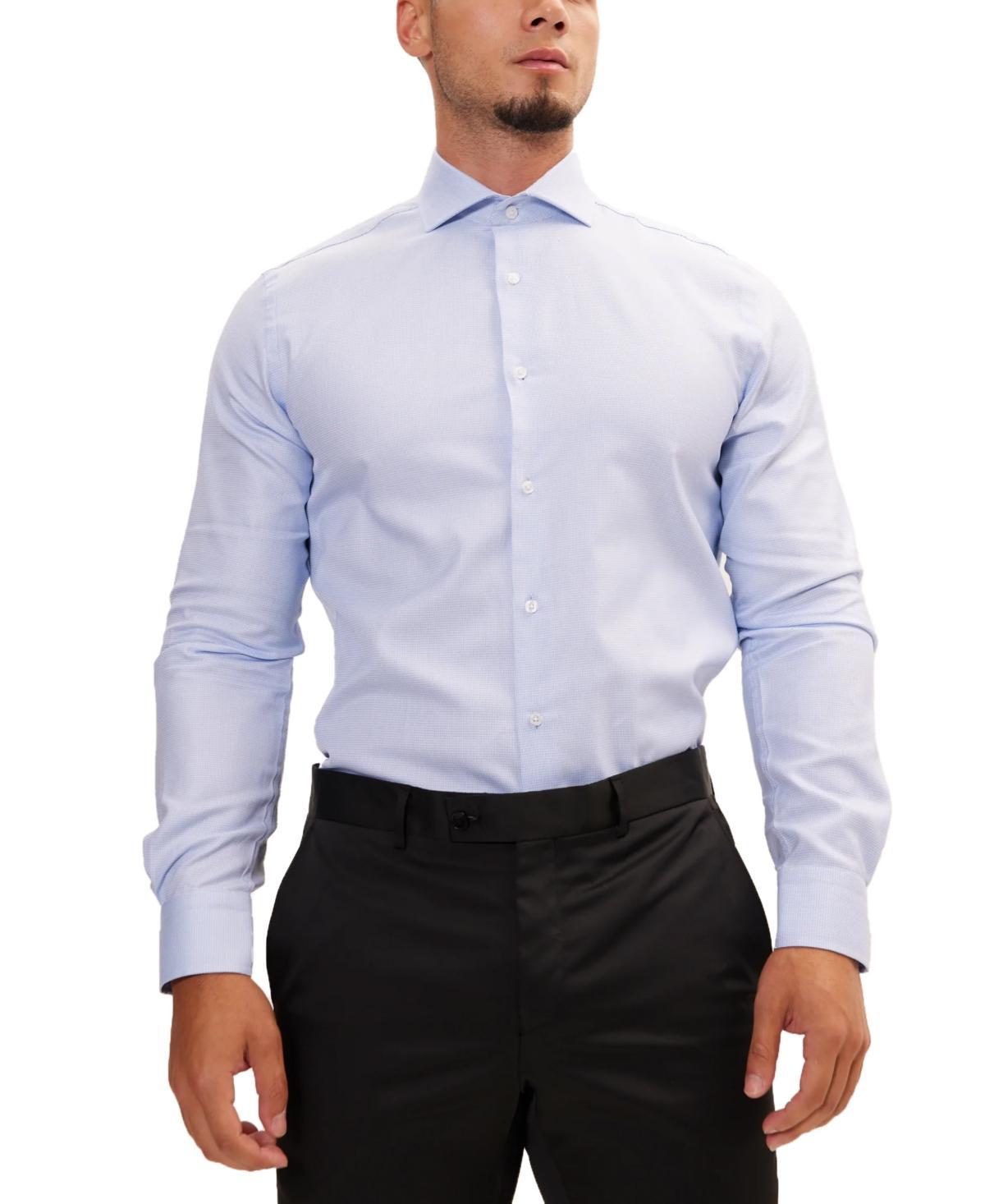 Ron Tomson Mens Modern Spread Collar Textured Fitted Shirt Product Image