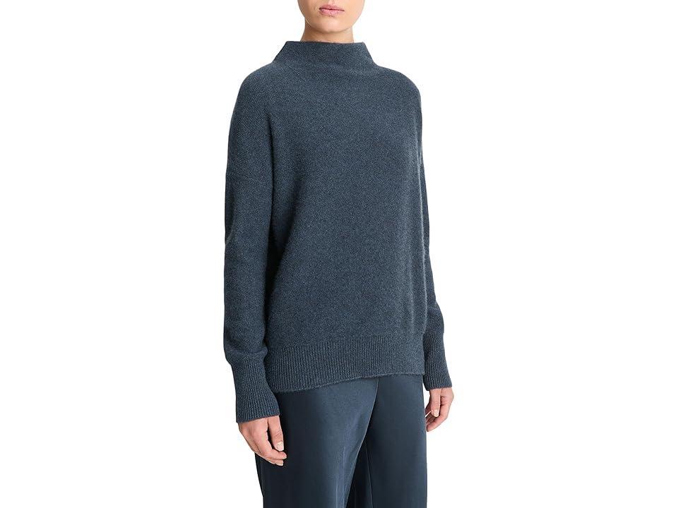 Vince Boiled Funnel Neck Pullover (Heather Tide Stone) Women's Clothing Product Image