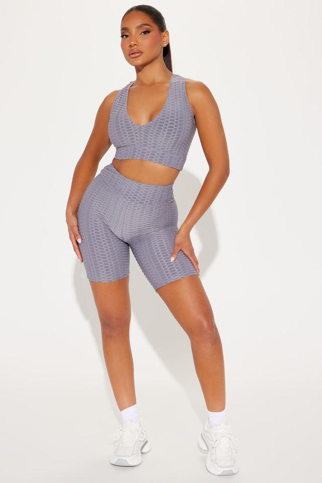 The Best Assets Textured Scrunch Butt Active Biker Short  - Silver Product Image