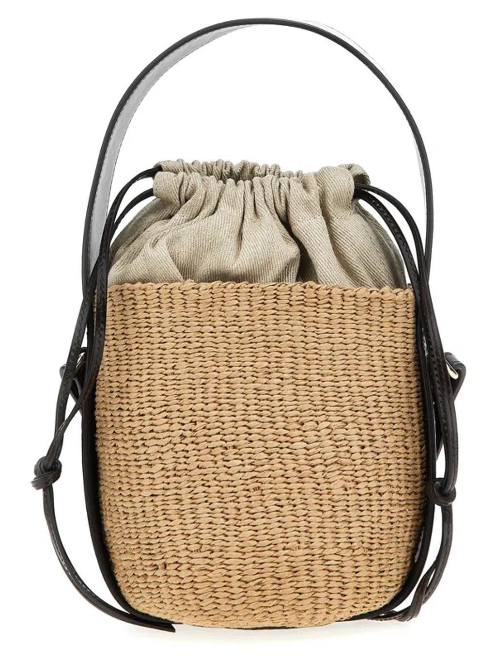 CHLOÉ Small 'woody' Crossbody Bag In Woven Raffia And Pe In Brown Product Image