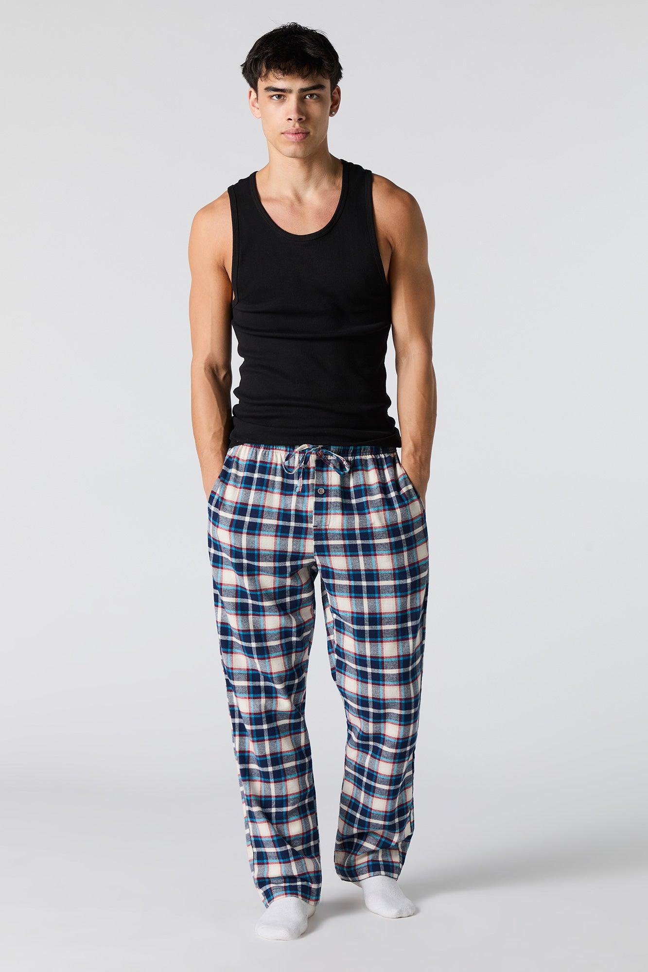 Plaid Flannel Pajama Bottom Male Product Image