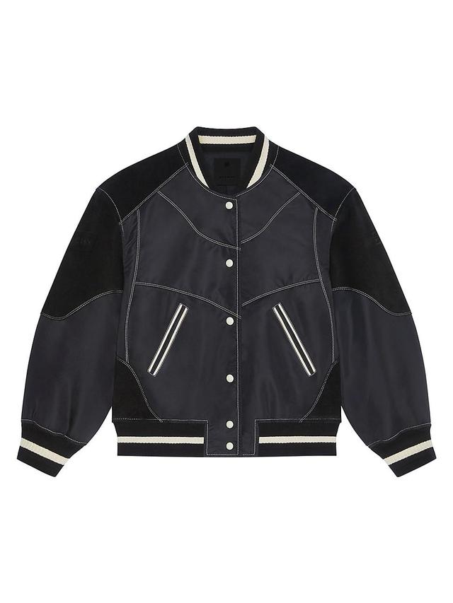 Womens Oversized Varsity Jacket With Leather Details Product Image