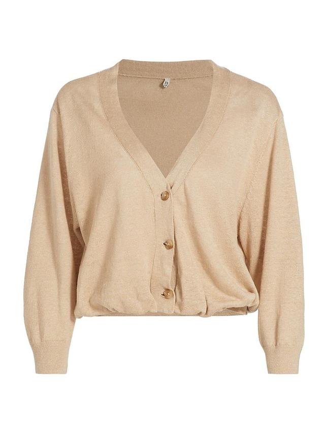 Womens Linen Linen V-Neck Cardigan Product Image