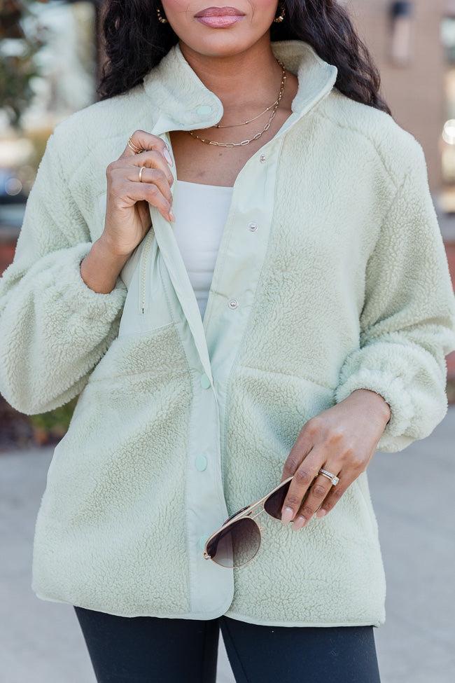 Making Time For Me Lime Sherpa Jacket FINAL SALE Product Image