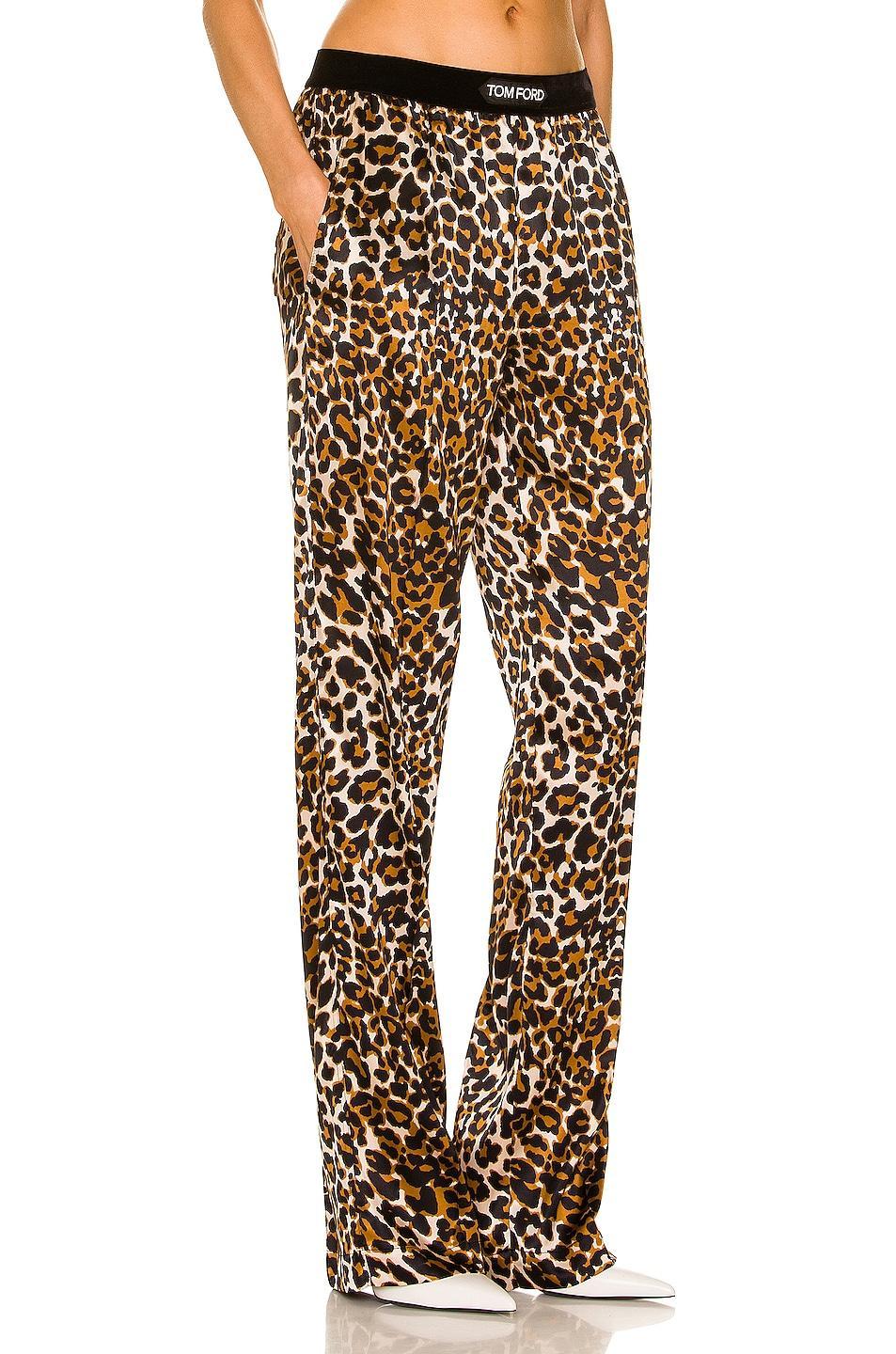 TOM FORD Logo Waist Leopard PJ Pant Brown. (also in M, S, XS). Product Image