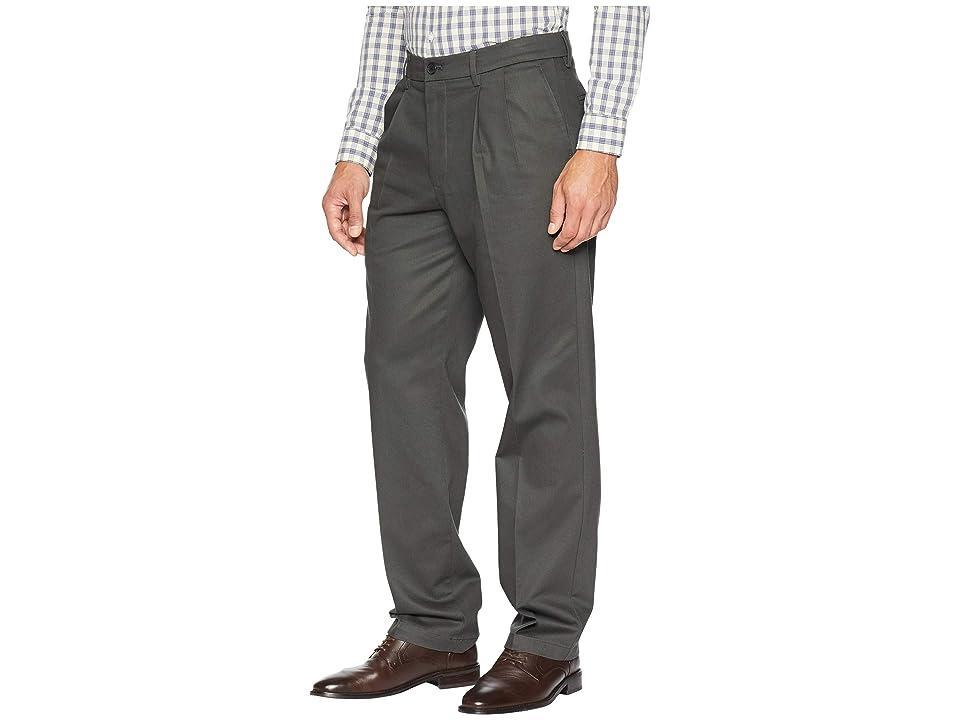 Mens Dockers Signature Khaki Lux Classic-Fit Stretch Pleated Pants Dark Grey Product Image