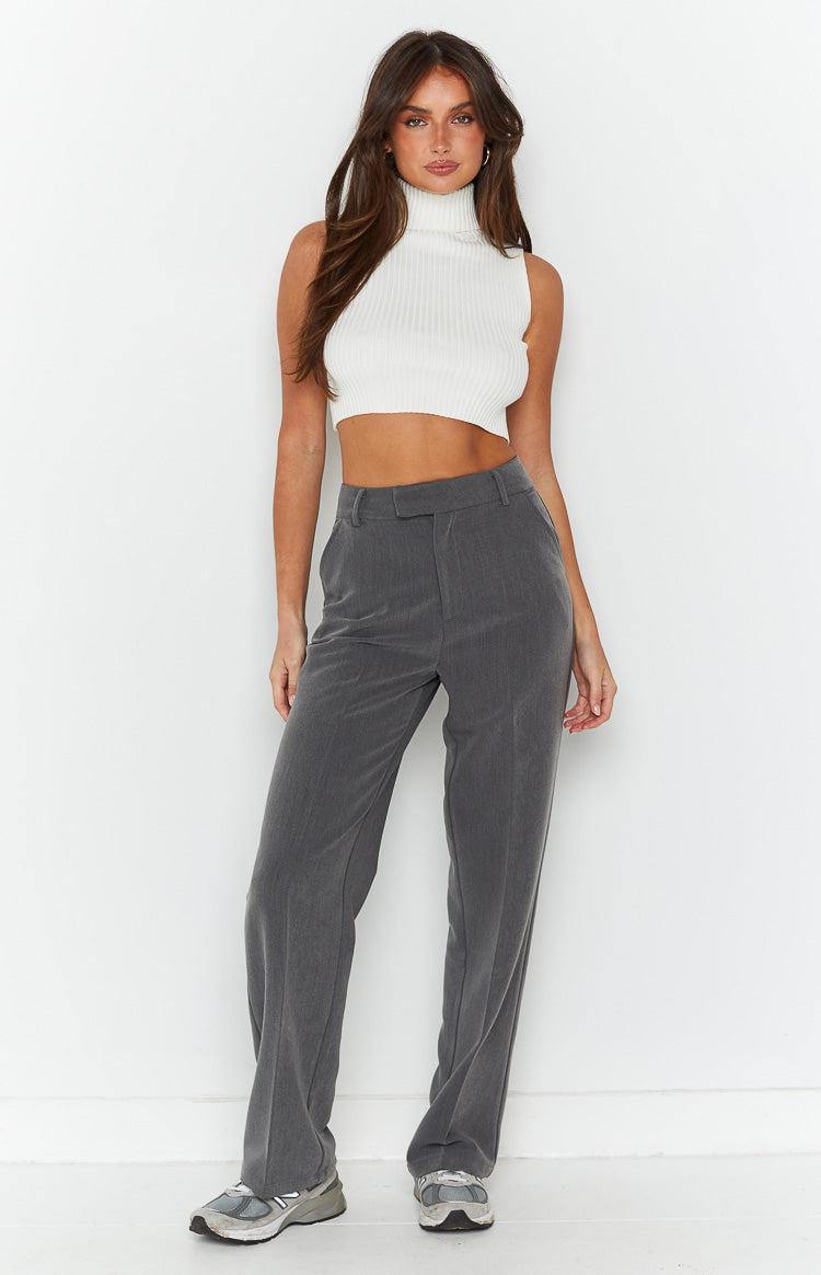 Cabo Grey Straight Leg High Waisted Tailored Pant Product Image