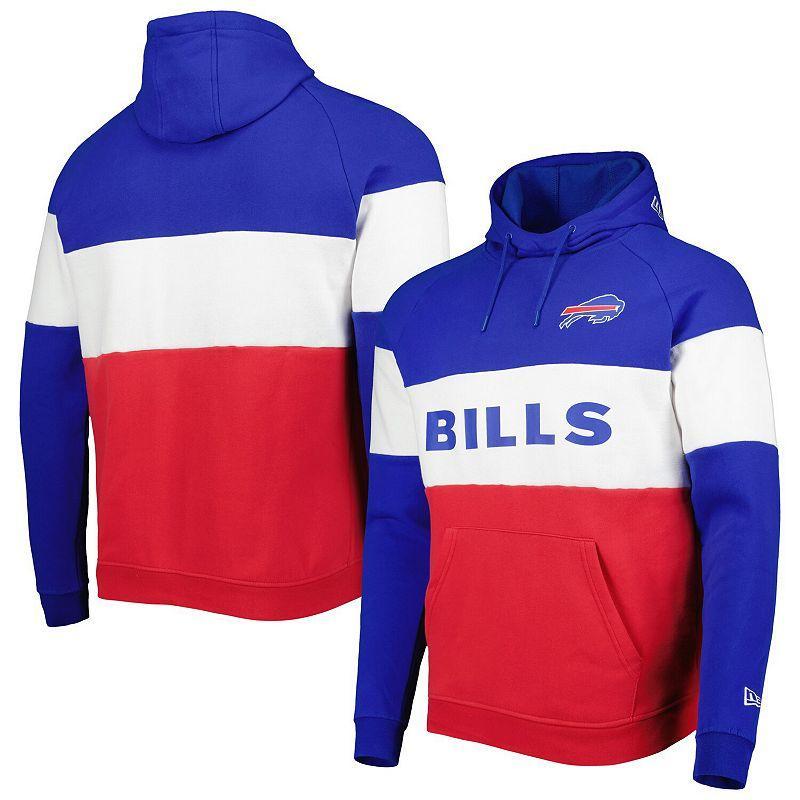 Mens New Era Red Buffalo Bills Colorblock Current Pullover Hoodie Product Image