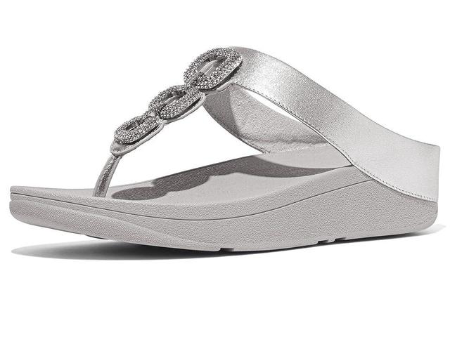 FitFlop Fino Crystal-Chain Metallic-Leather Toe-Post Sandals Women's Sandals Product Image