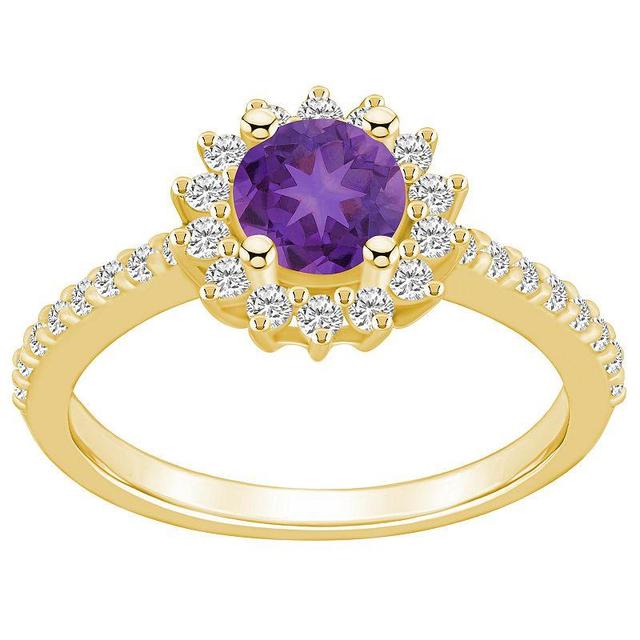 Alyson Layne 14k Gold Amethyst & 1/2 Carat T.W. Diamond Halo Ring, Womens Purple Product Image