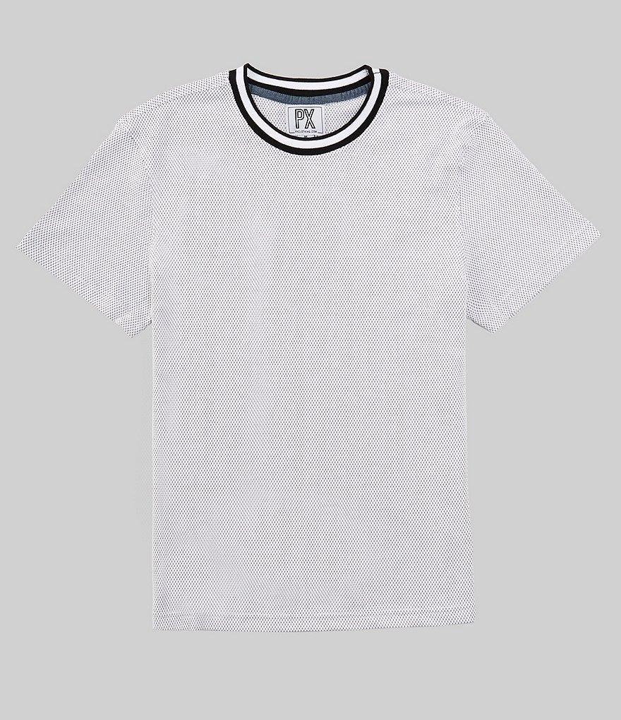 PX Clothing Short Sleeve Crew Tipped Ringer Jacquard Textured Shirt Product Image