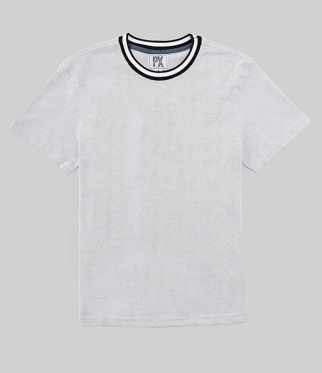 PX Clothing Short Sleeve Crew Tipped Ringer Jacquard Textured Shirt Product Image