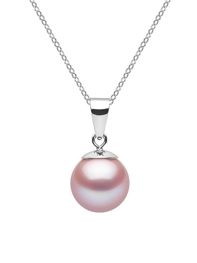 Womens 14K White Gold & 8-9MM Pink Freshwater Pearl Pendant Necklace Product Image