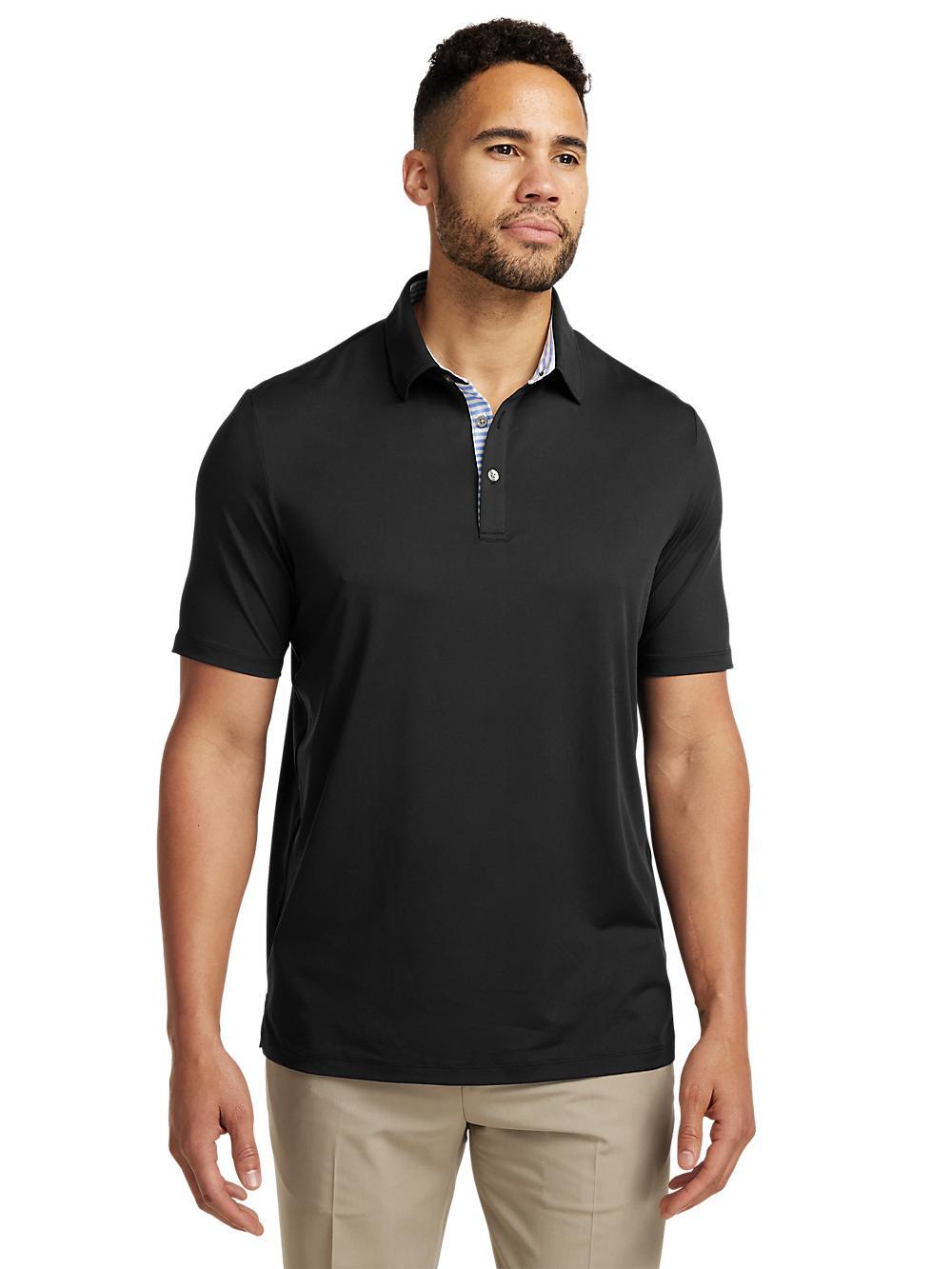 Performance Blend Three Button Polo - Black Product Image