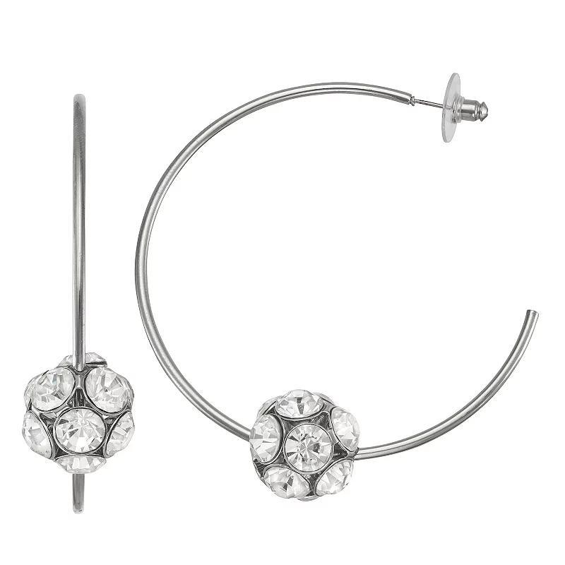 Simply Vera Vera Wang Silver Tone Crystal Ball C-Hoop Earrings, Womens Product Image