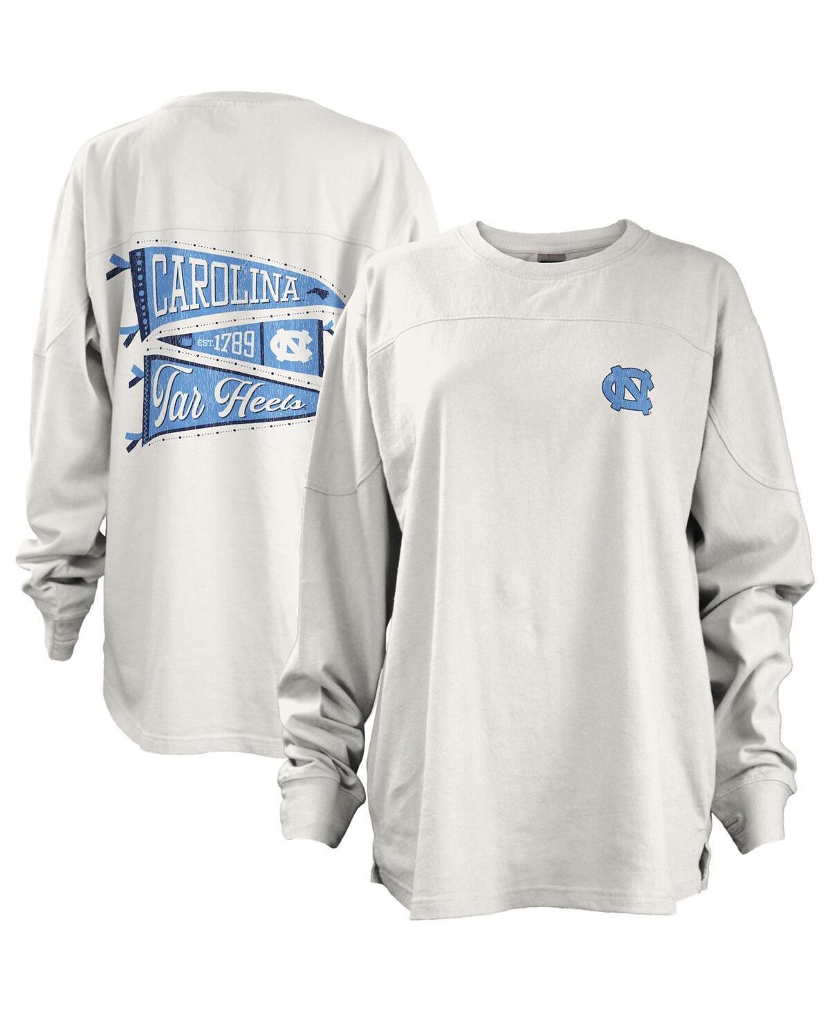 Womens Pressbox White North Carolina Tar Heels Pennant Stack Oversized Long Sleeve T-shirt Product Image