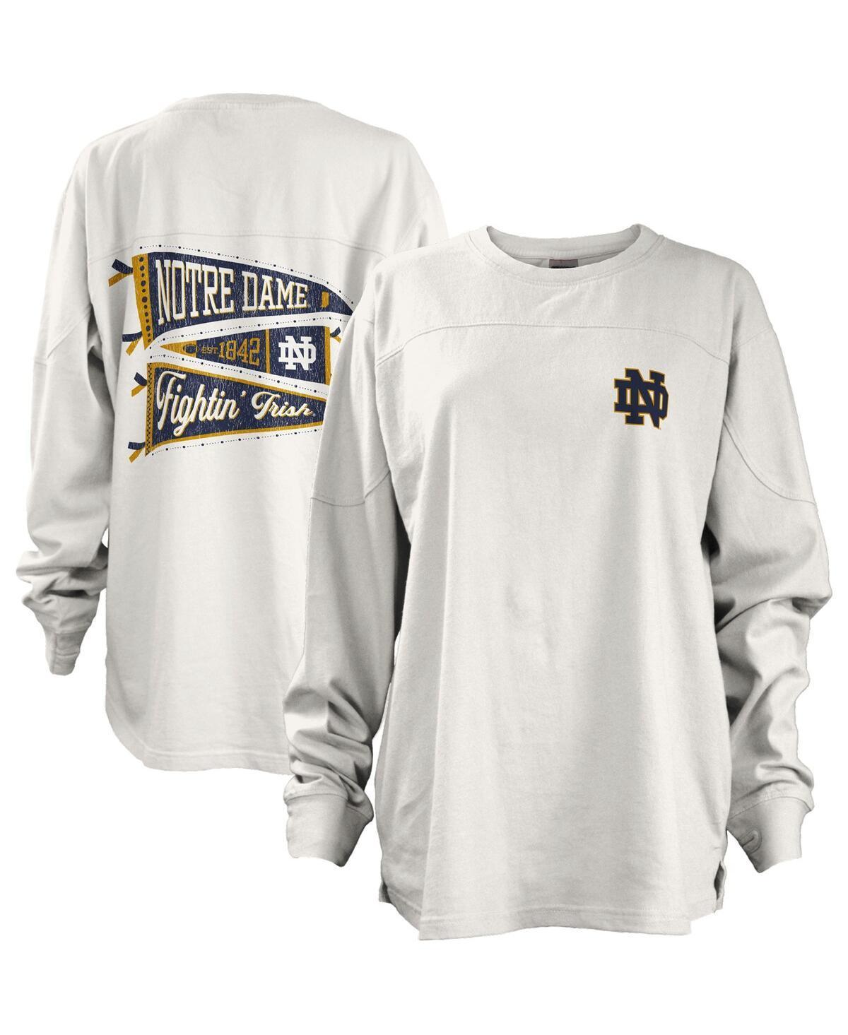 Womens Pressbox Notre Dame Fighting Irish Pennant Stack Oversized Long Sleeve T-Shirt Product Image