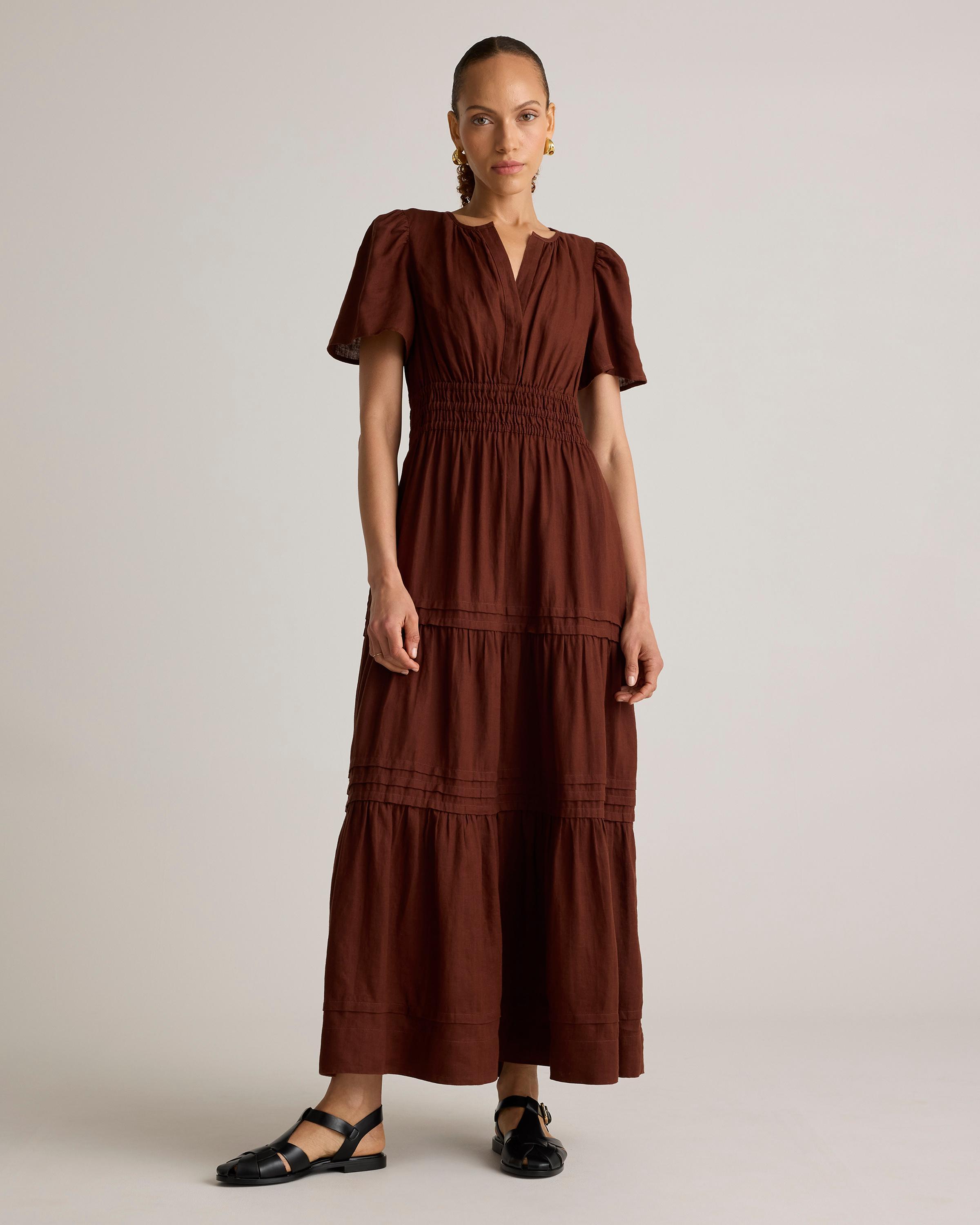 100% European Linen Tiered Maxi Dress product image