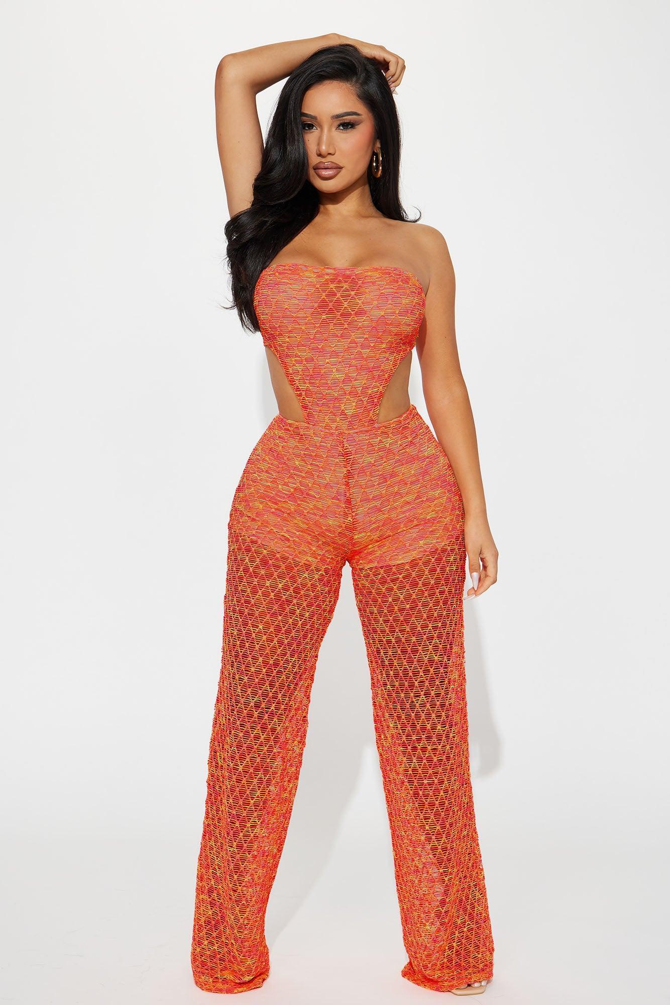 Cancun Life Crochet Jumpsuit - Orange Product Image