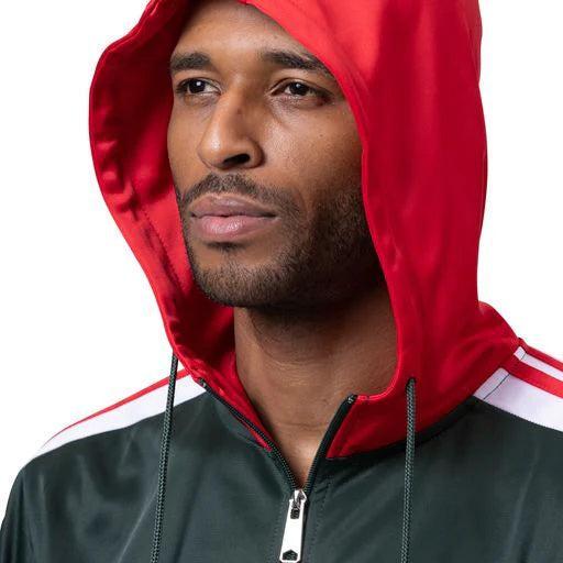 Men's Track Suit with Hood in Hunter Green Male Product Image