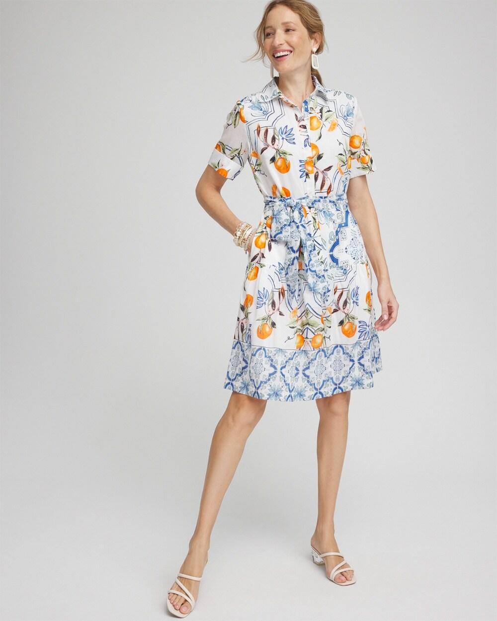 Women's Silk Blend Tropical Shirt Dress Product Image