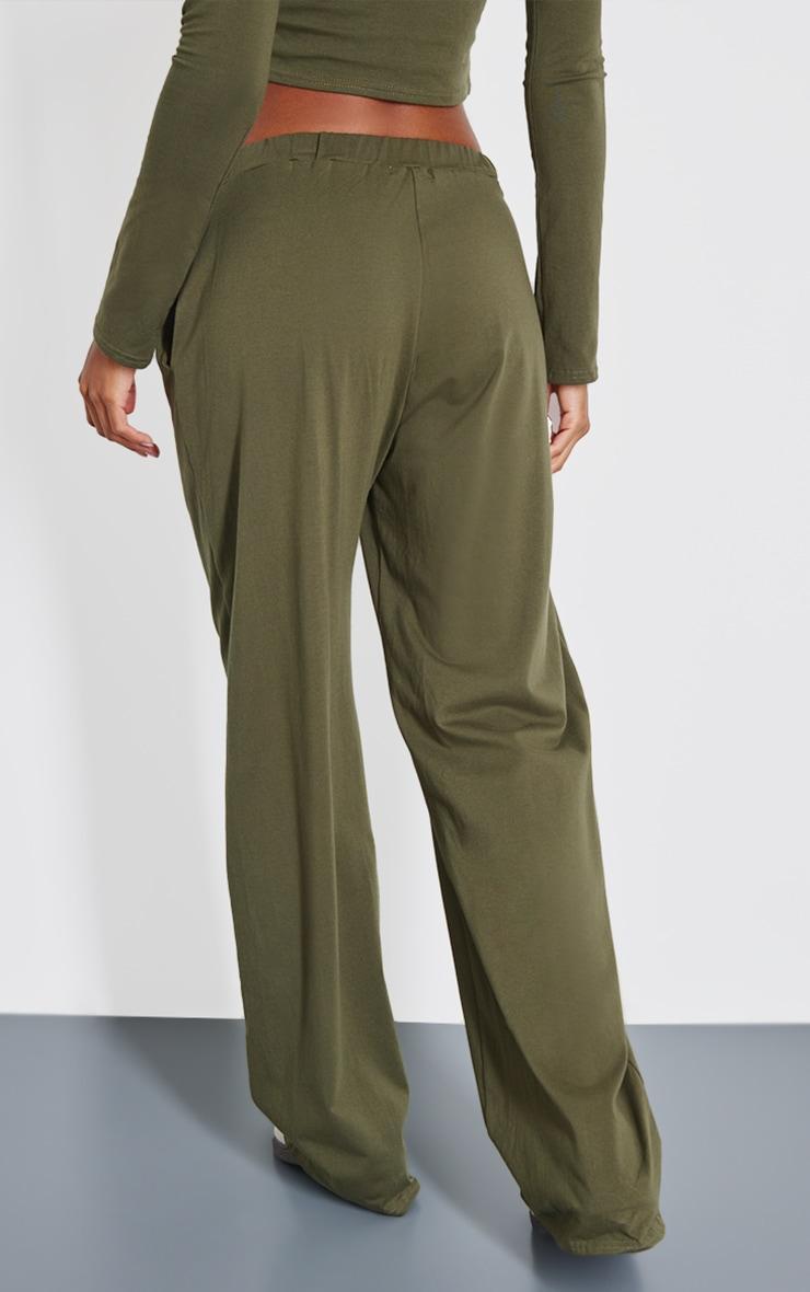 Olive Cotton Jersey Wide Leg Pants Product Image