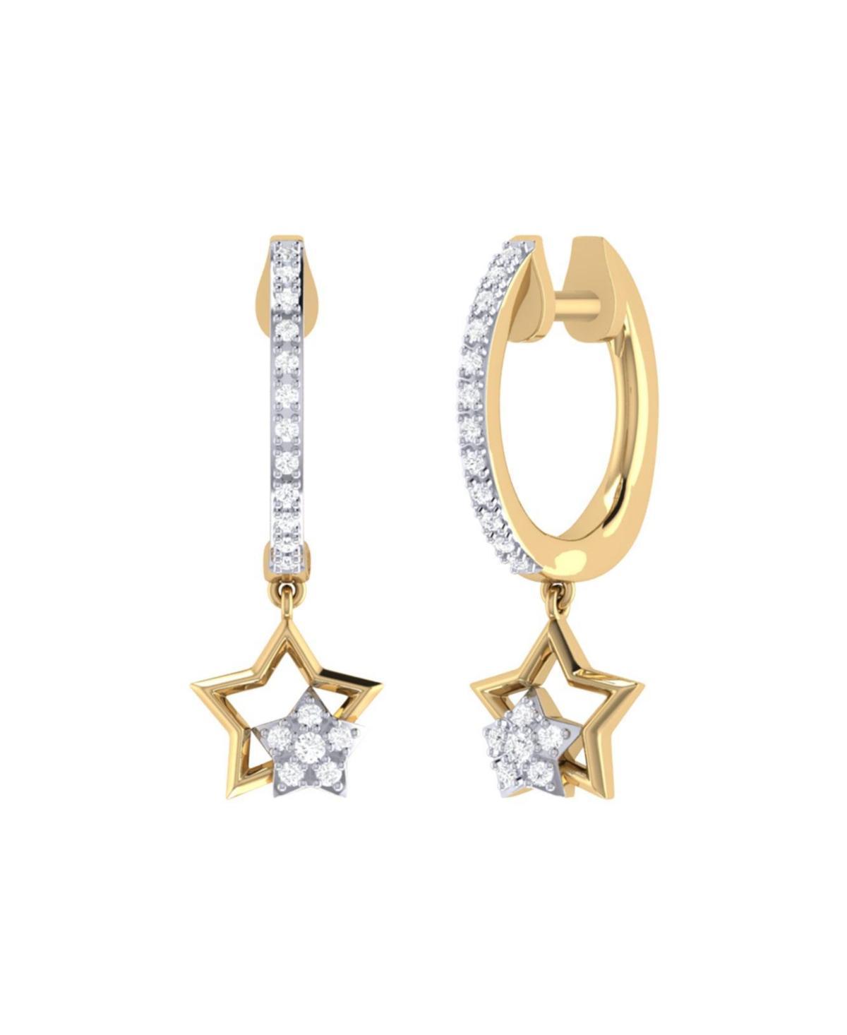 LuvMyJewelry Star kissed Duo Design Sterling Silver Diamond Hoop Women Earring Product Image