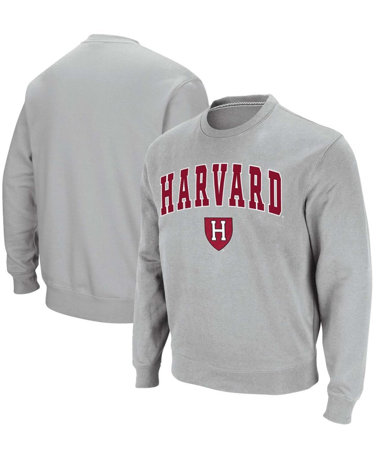 Mens Colosseum Gray Harvard Crimson Team Arch & Logo Tackle Twill Pullover Sweatshirt Product Image