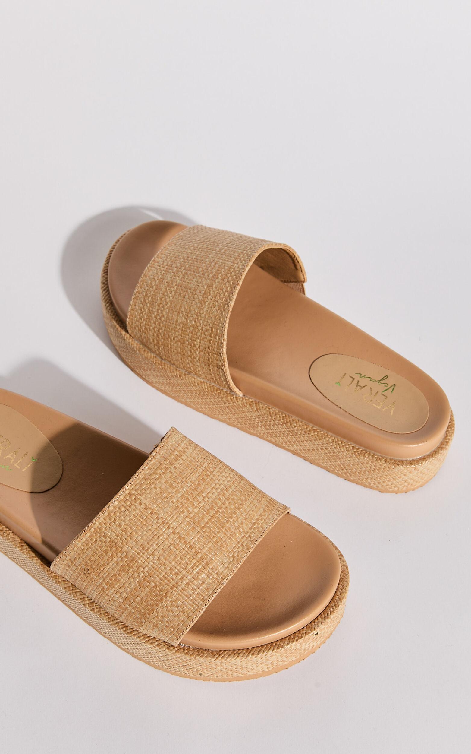 Verali - Romy Platform Slides in Natural Raffia Product Image