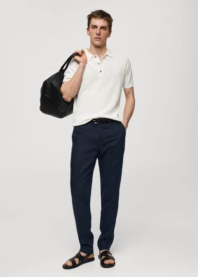 MANGO MAN - Knit cotton polo shirt off whiteMen Product Image