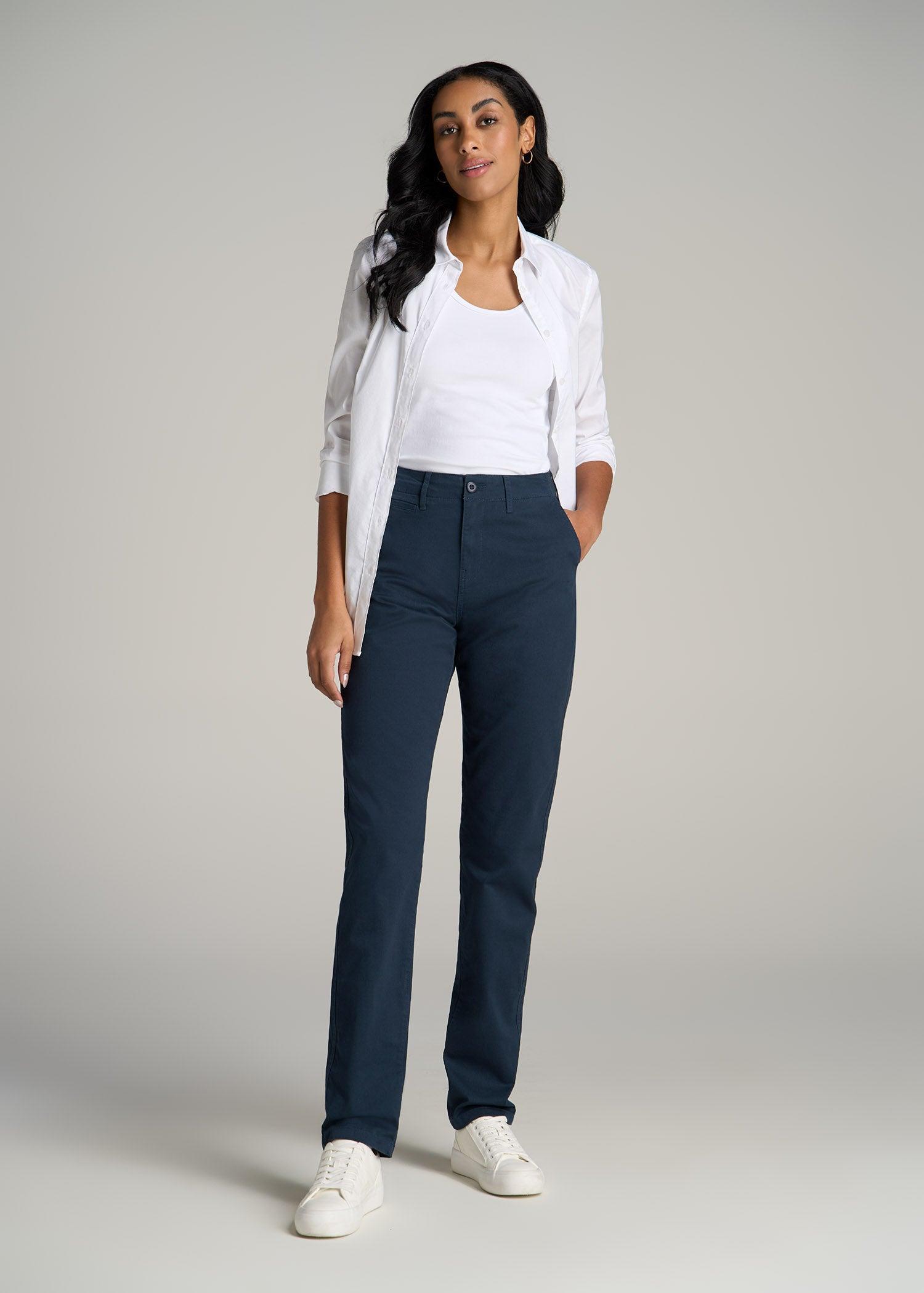 High Rise Tapered Chino Pants for Tall Women in Marine Navy Product Image