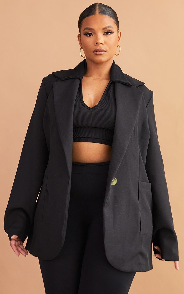 Plus Black Basic Single Breasted Oversized Blazer Product Image