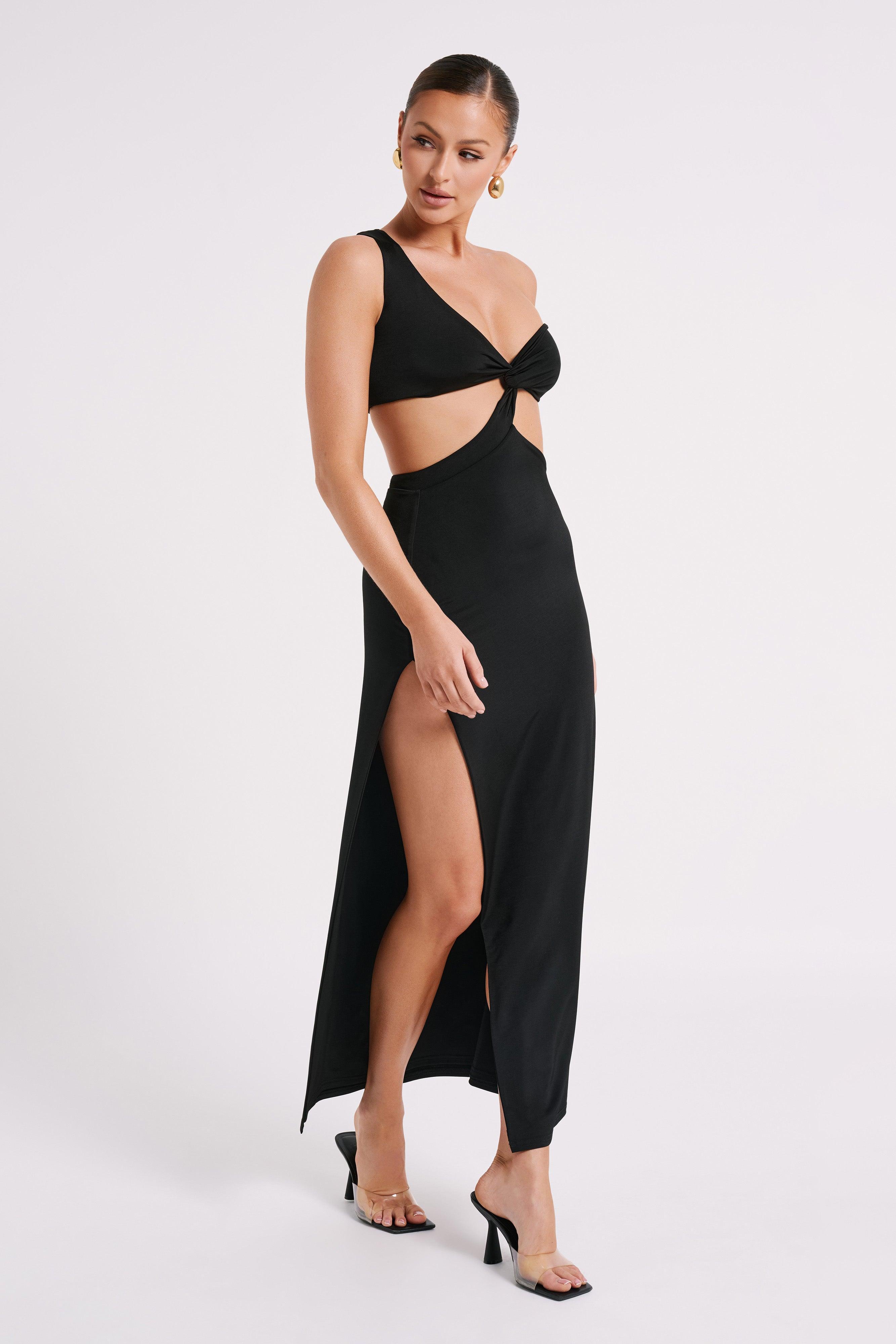 Solana One Shoulder Maxi Dress - Black Product Image