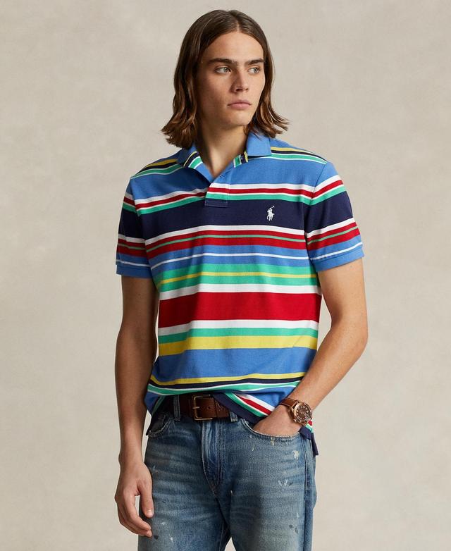 Men's Classic-Fit Striped Mesh Polo Shirt Product Image