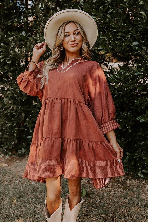 Dreamy Moment Mini Dress in Rust Product Image