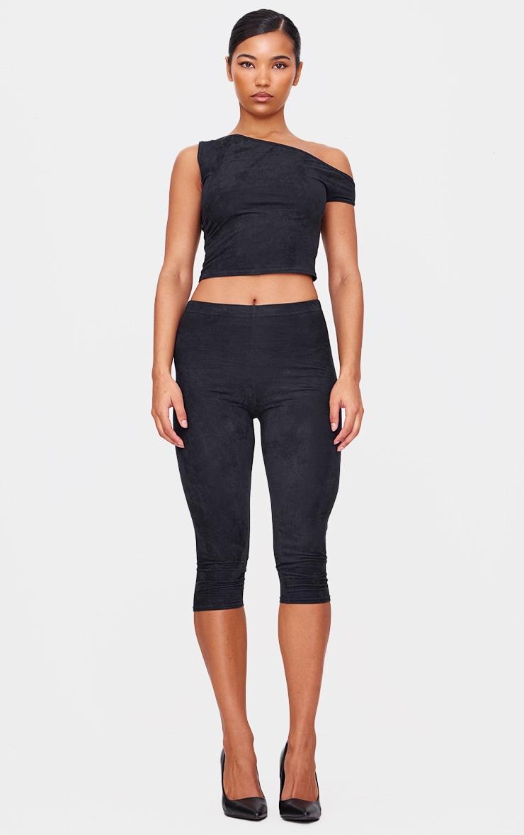 Black Faux Suede Capri Pants Product Image