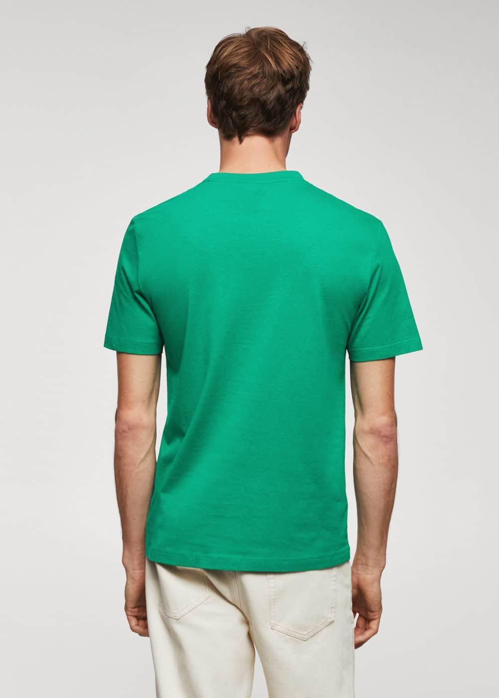 MANGO MAN - 100% cotton t-shirt with logo emerald greenMen Product Image