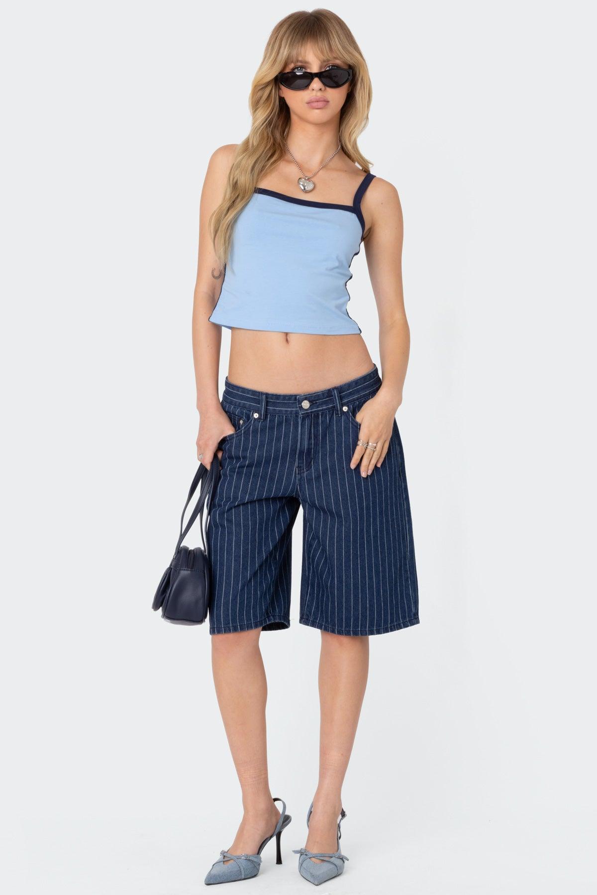 Pinstripe Denim Bermuda Shorts product image