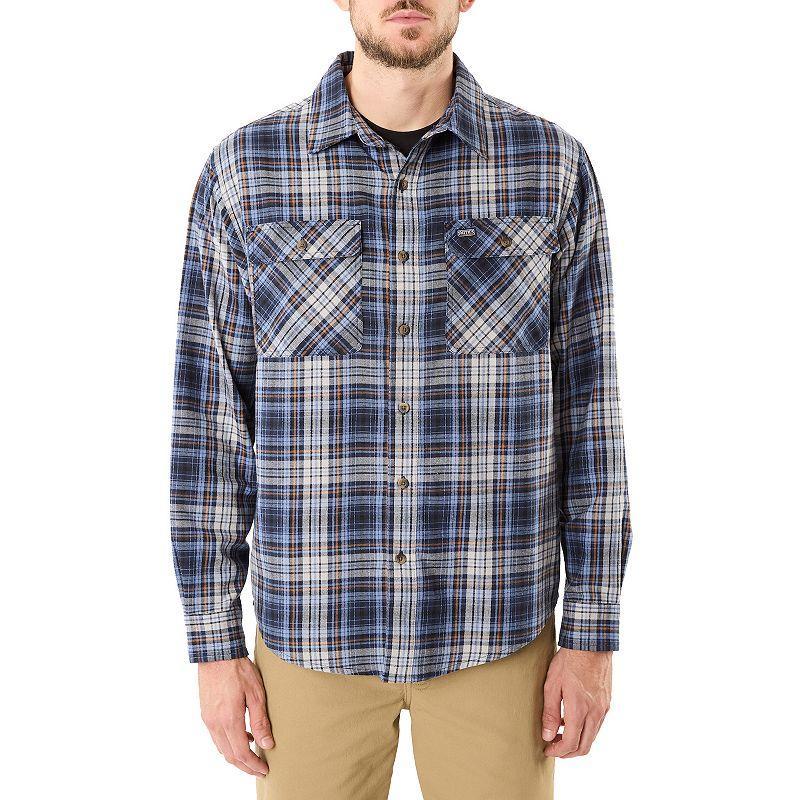 Mens Smiths Workwear Regular-Fit Plaid Two-Pocket Flannel Button-Down Shirt Grey Viridian Product Image