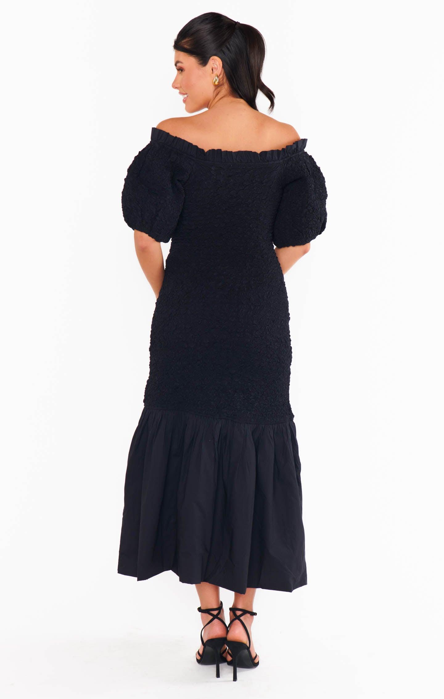 Rom Com Midi Dress ~ Black Texture Stretch Product Image