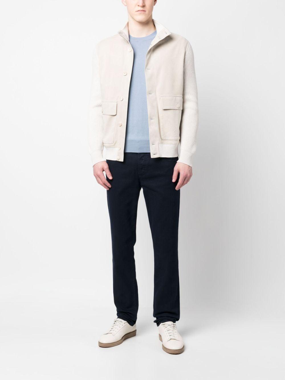 BRUNELLO CUCINELLI Long-sleeve Buttoned Silk Jacket In Weiss Product Image