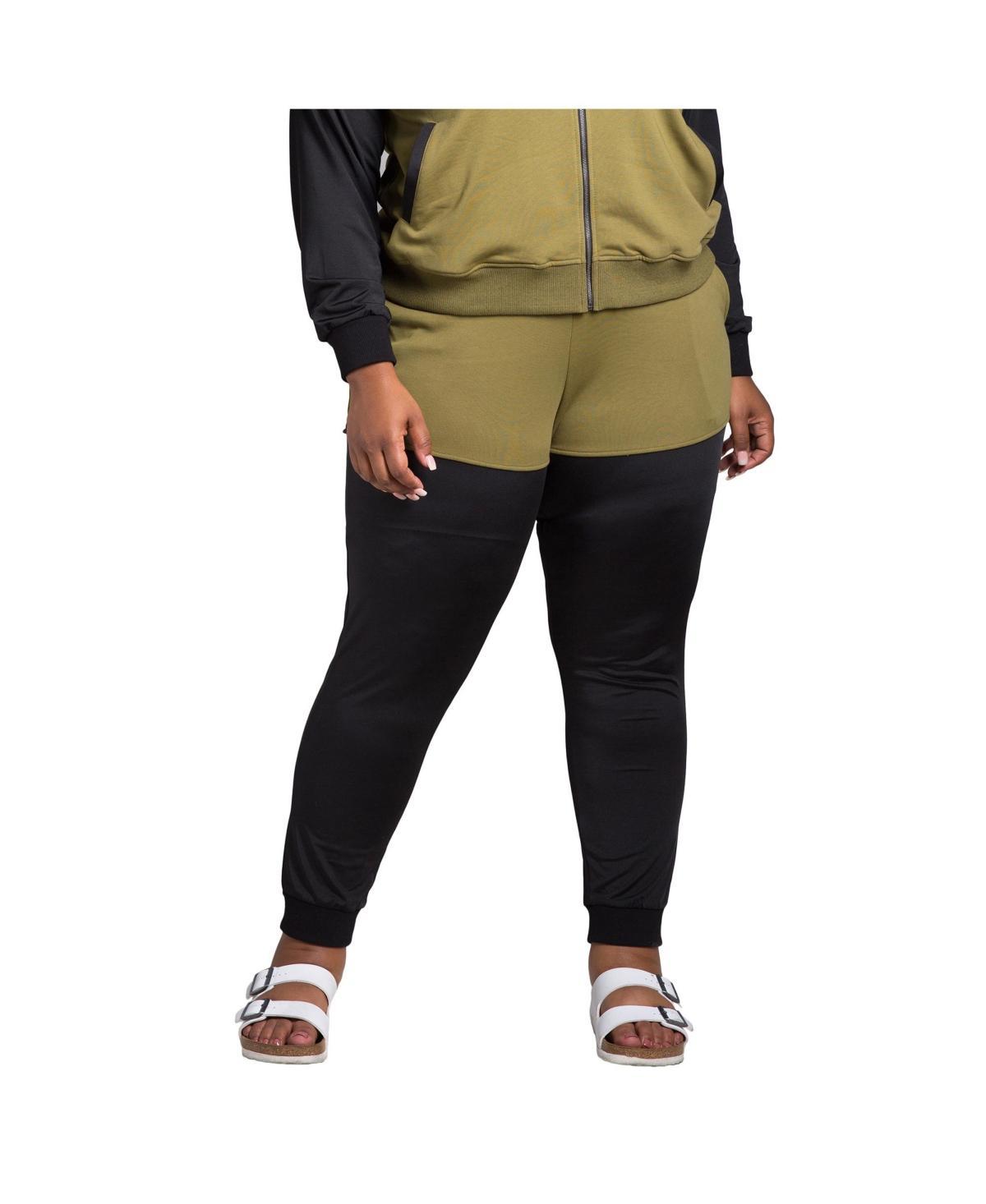 Womens Plus Size Curvy Fit Contrast Blocked Jogger Product Image